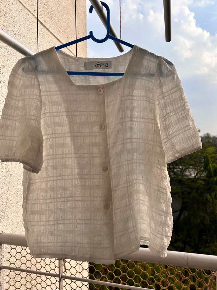 Elegant Sheer Button-Up Top