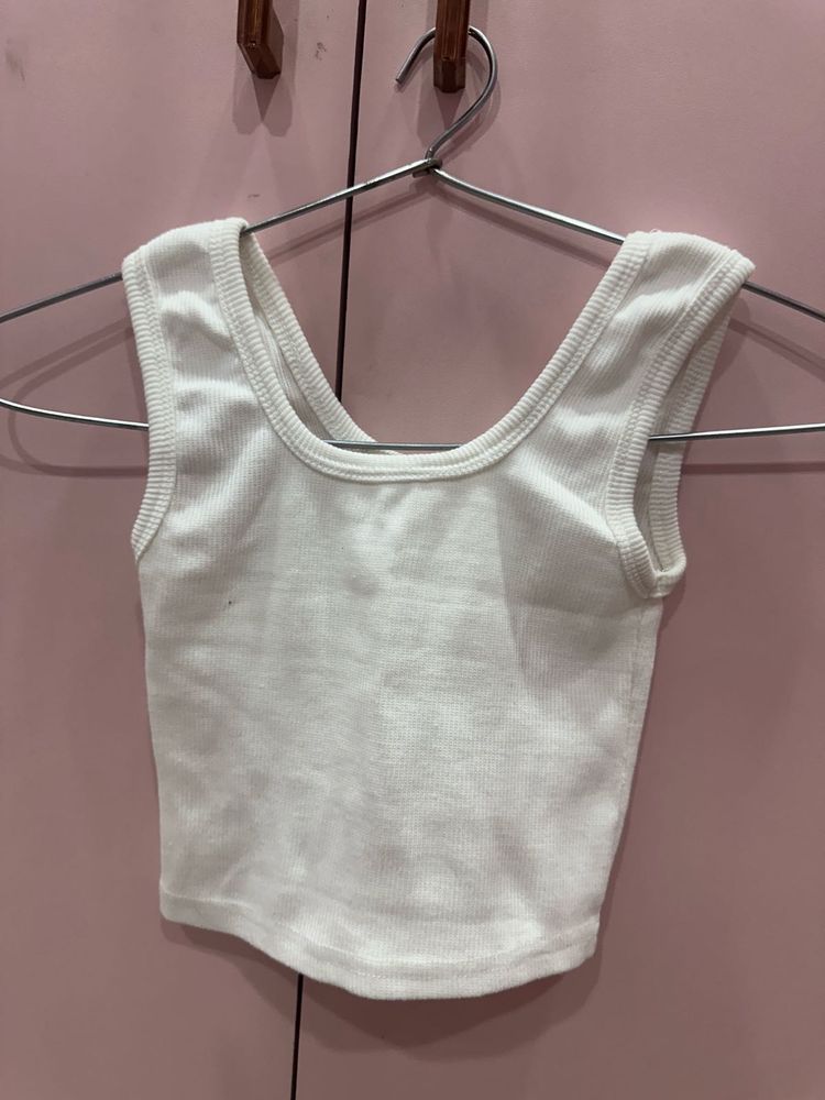 White Crop Tank Top