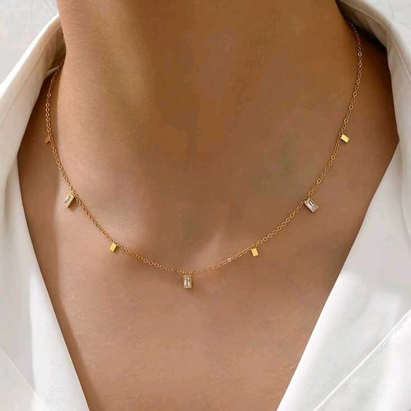 Sleek Crystal Necklace anti tarnish