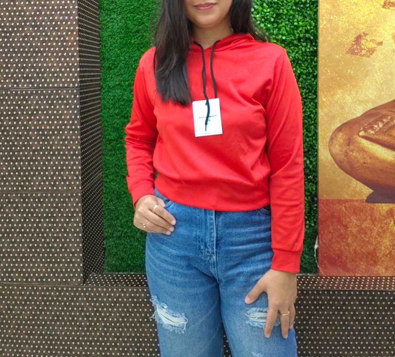 Beautiful Red Hoodie/ Winter Crop Top