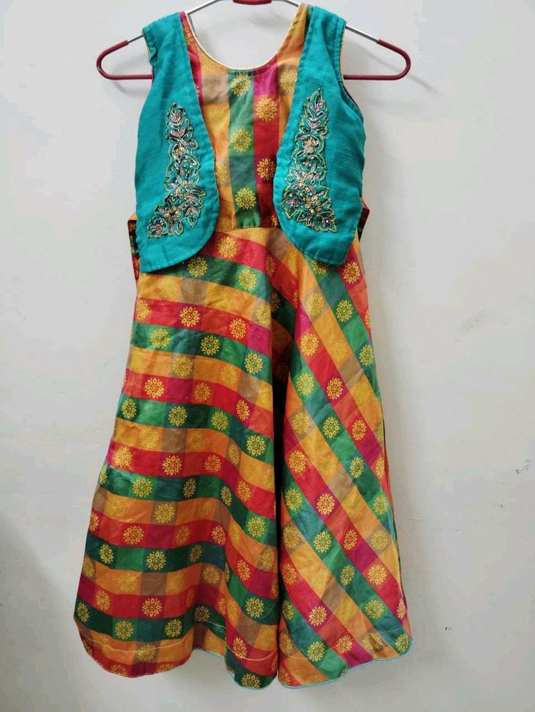 7 Yesrs Girls&#39; Dress with Embroidered Vest