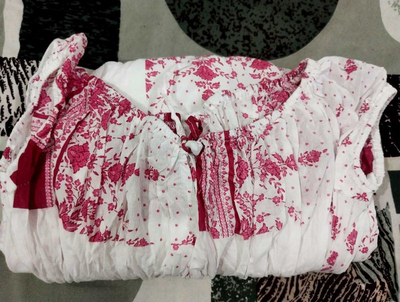 Floral Print Peasant Top