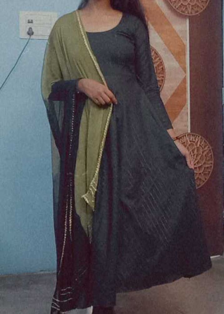 Anarkali Suit With Black Dupatta