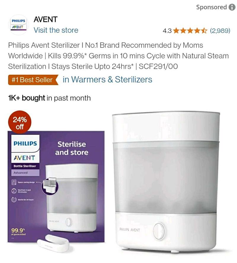 Philips Avent Advanced Bottle Sterilizer