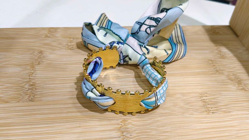 Ribbon-Wrapped Metal Bangle