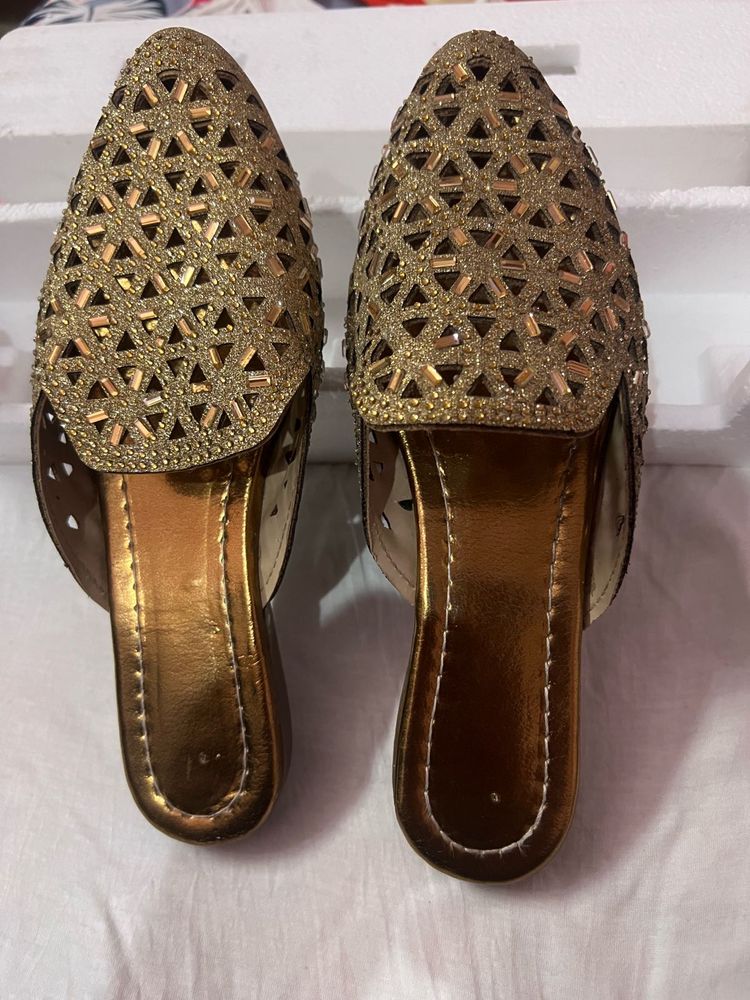 Gold Flats &amp; Sandals