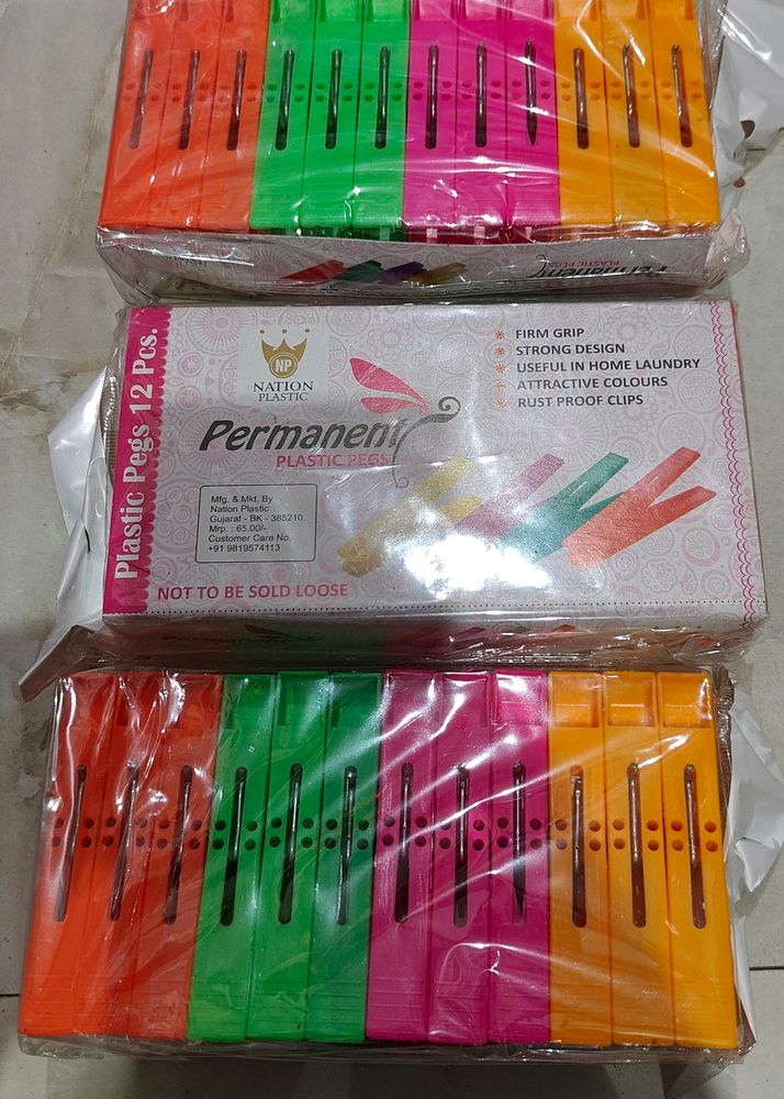 Permanent Plastic Pegs - 3 Packs