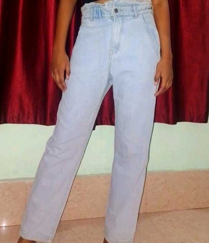 Light Wash Paper Bag Jeans