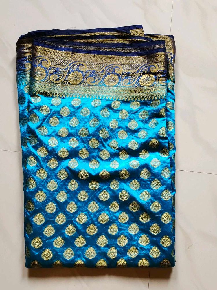 Blue &amp; Gold Silk Saree