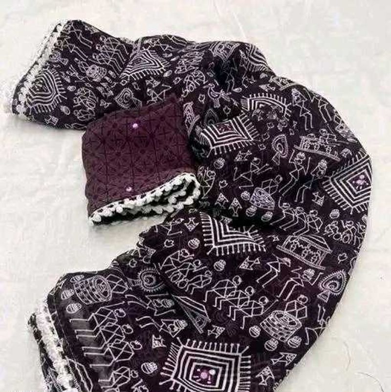 Warli Print Saree with Blouse