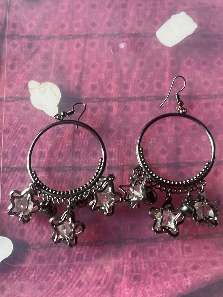 Star Charm Hoop Earrings