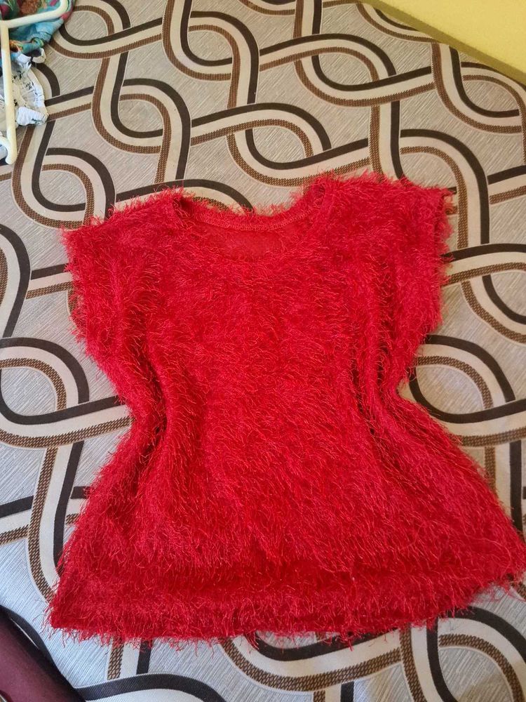 Red Fuzzy  Top