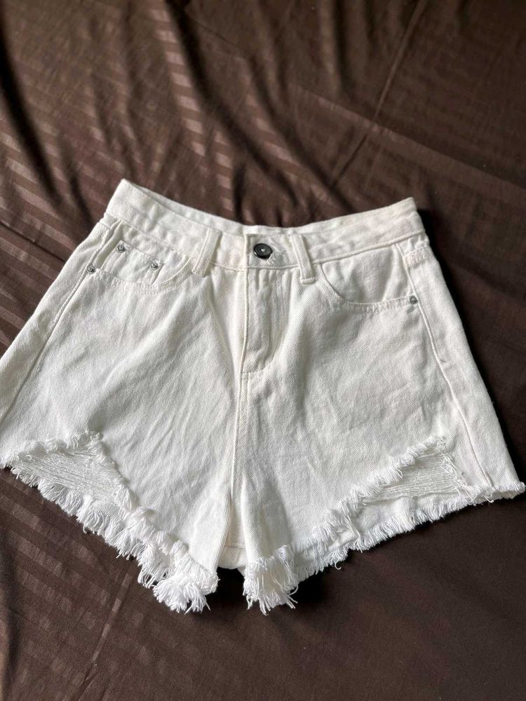 White Denim Shorts