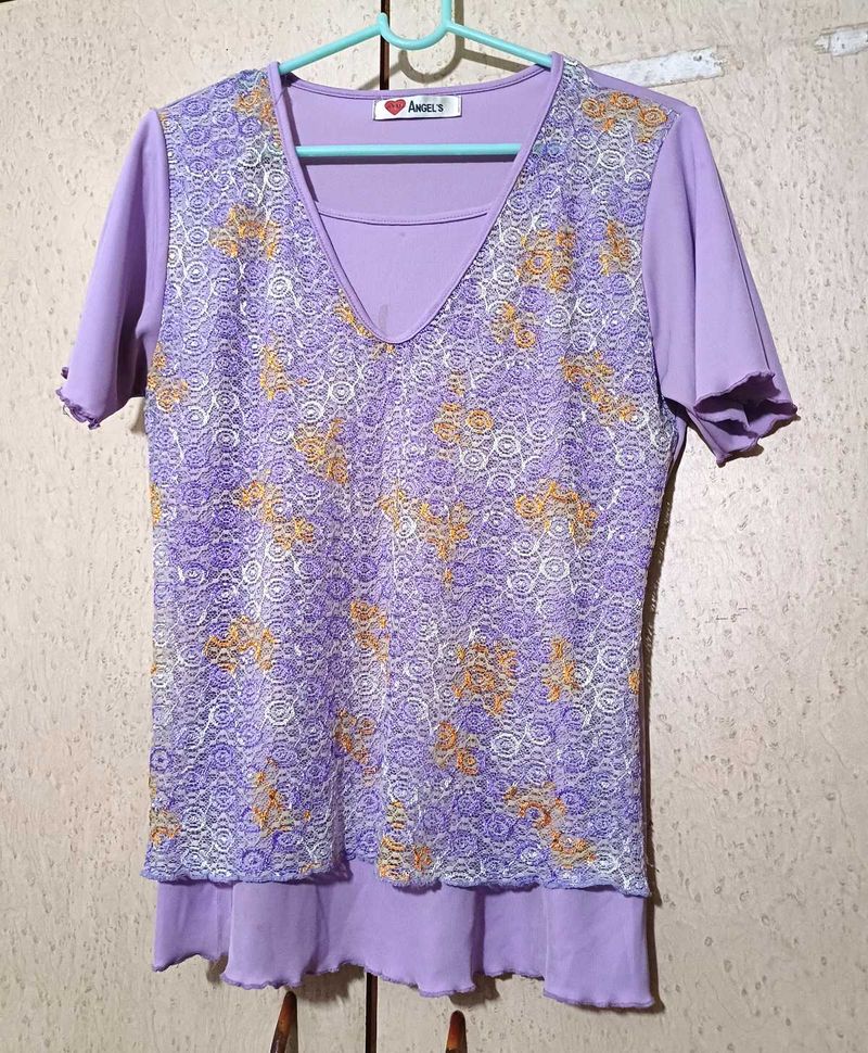 💜 Lavender Mesh Detailed Top 💜