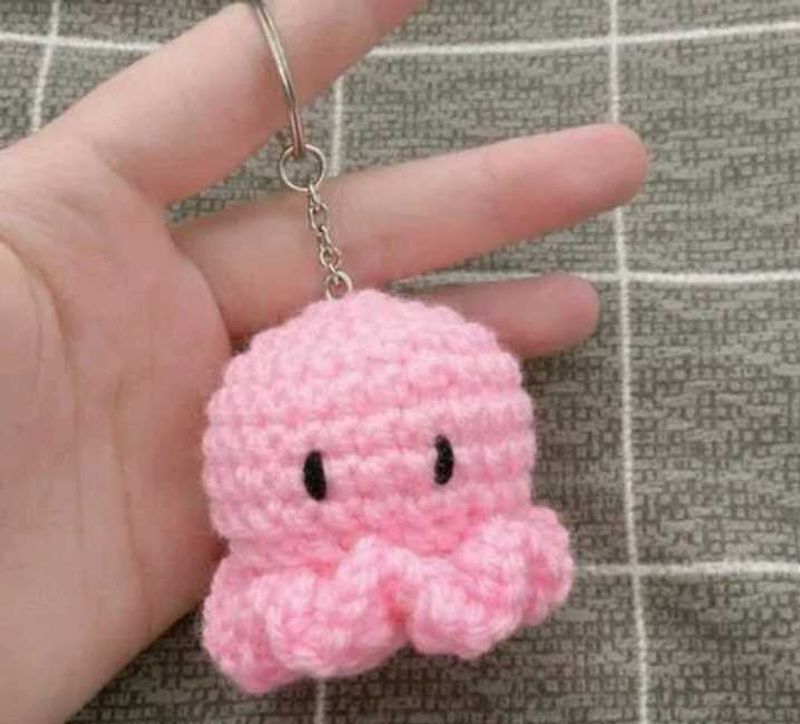 Pink Octopus Keychain