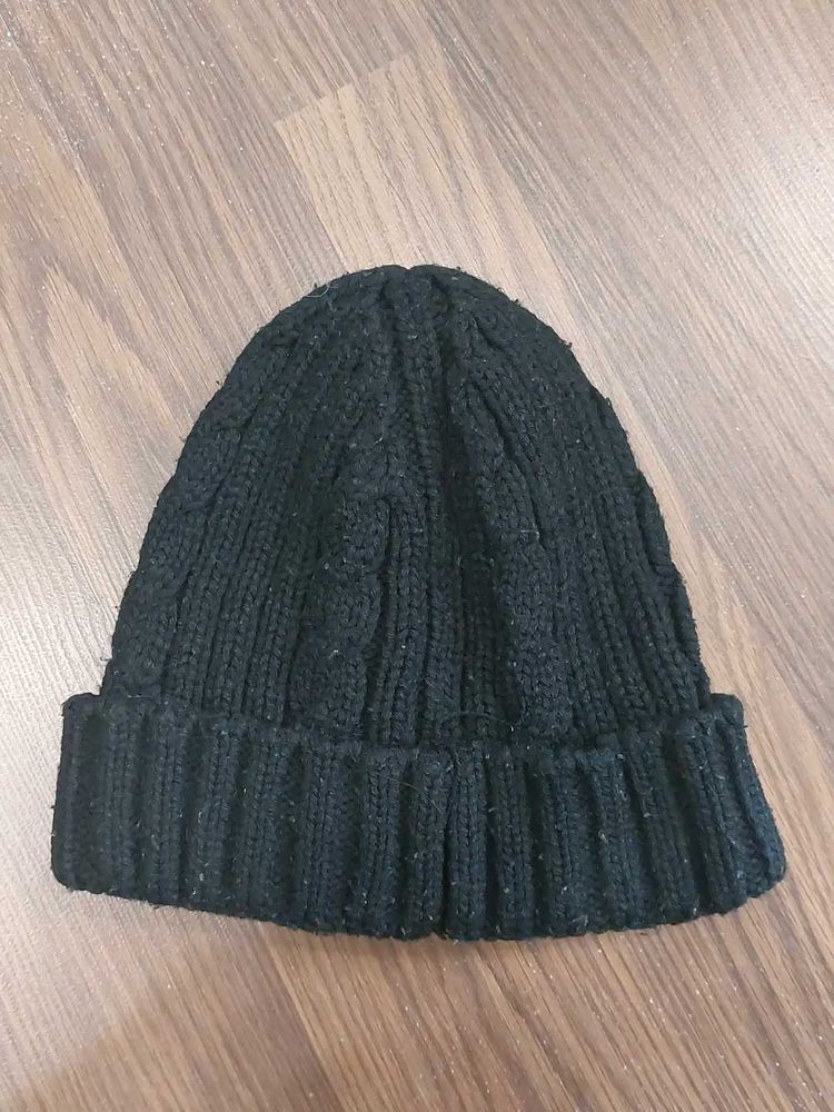 Black Knit Beanie Hat