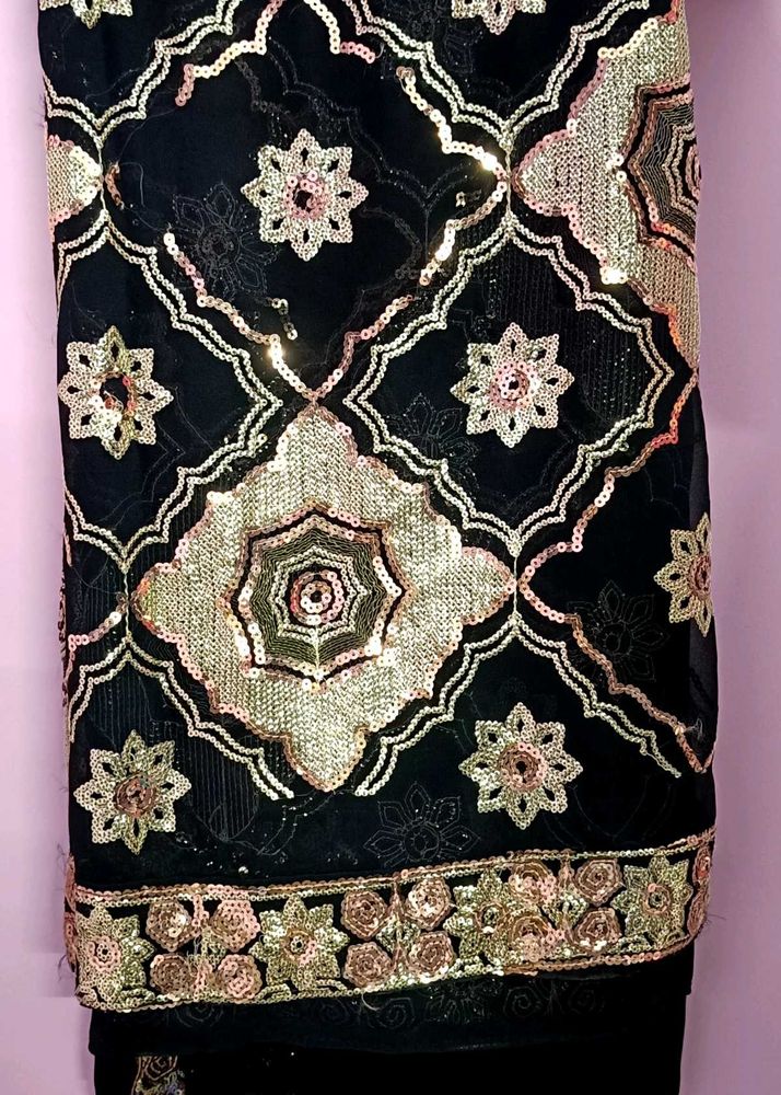 Sequin saree  Black &amp; Gold (Without Blouse)