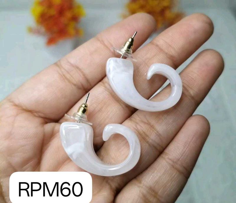 Stylish White Spiral Earrings