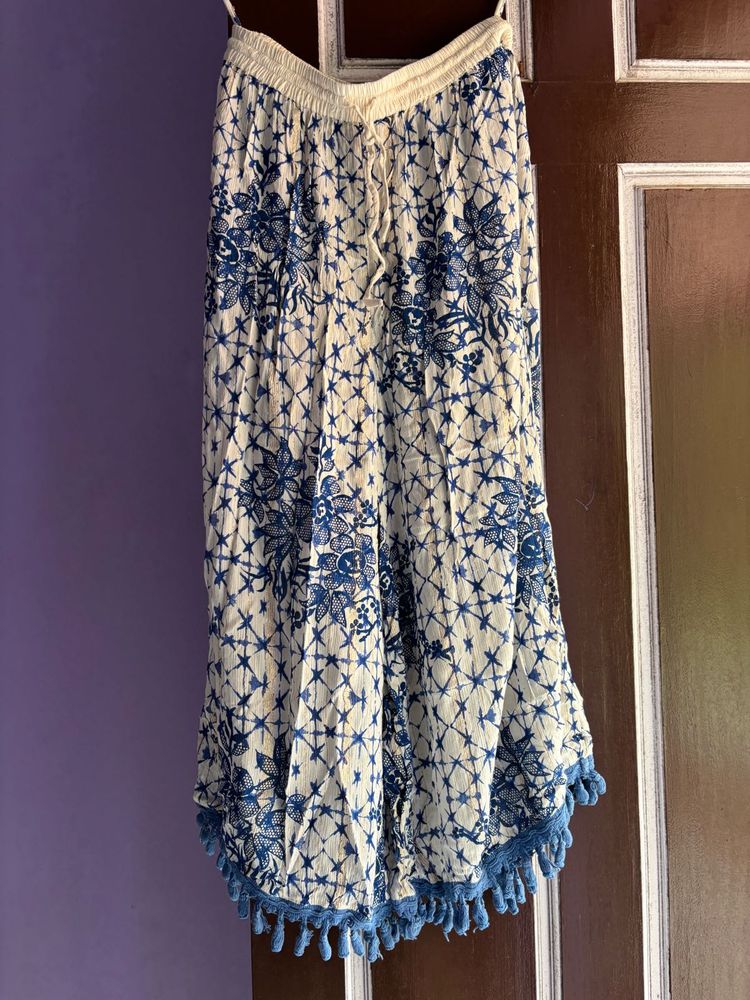 Floral Print Tassel Hem Pants
