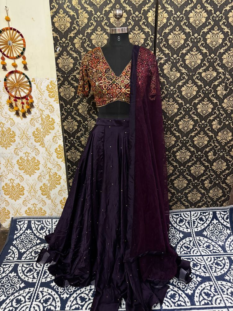 Elegant flairy  Purple Lehenga