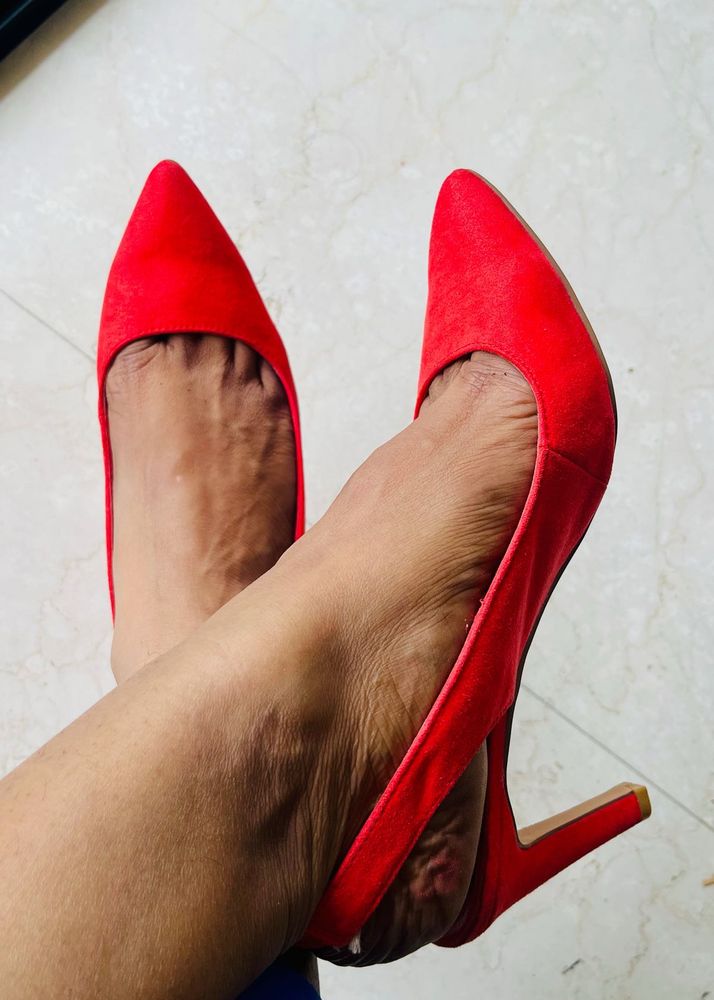 Pramod Red Slingback Heels - Used Once