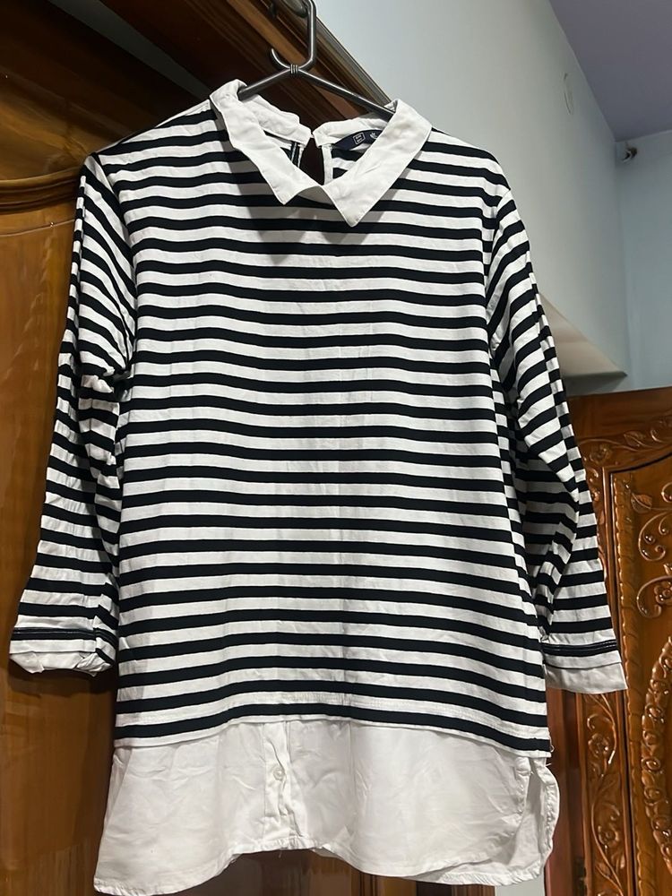 Black And White Polo Tshirt