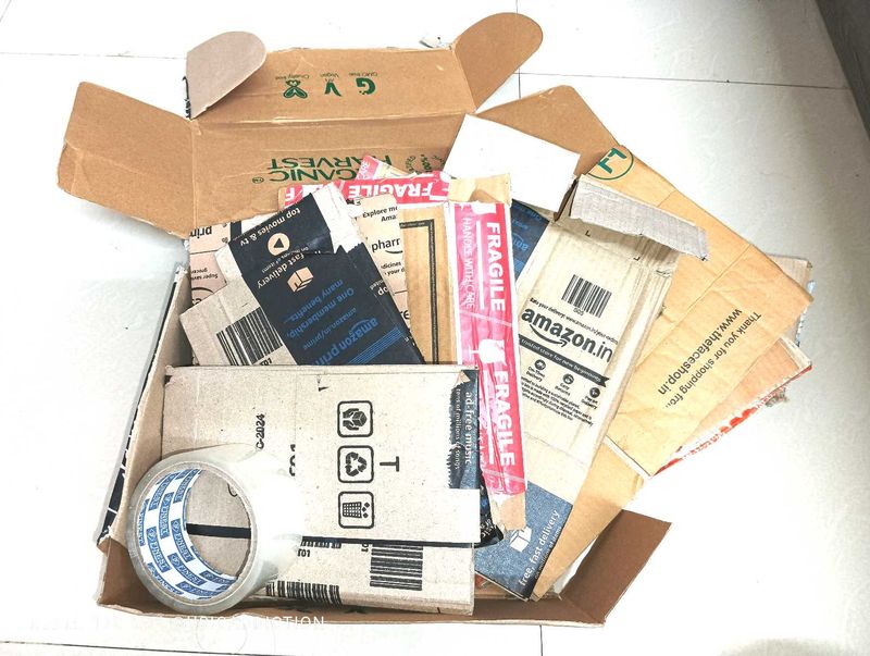 Packaging Cardboard Box +1 Tape + 8 Shipping Label