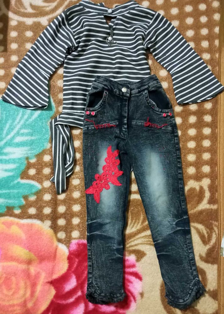 Girl Top And Pant + One T-shirt 4 to 6 Years