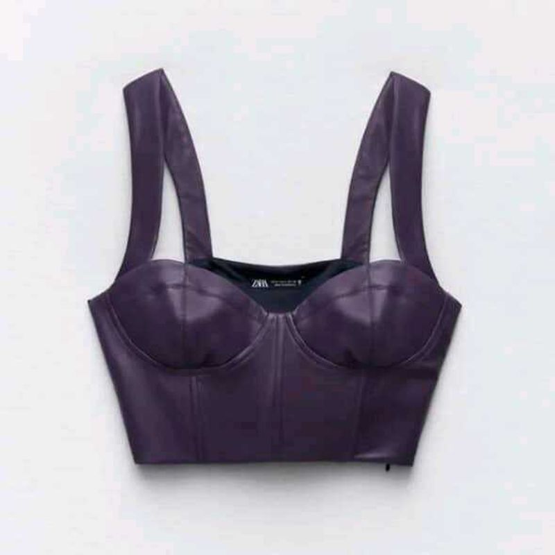 ZARA FAUX LEATHER BUSTIER TOP💜🟪🟣