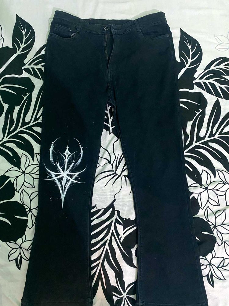 Bootcut Jeans With Handmade Design.