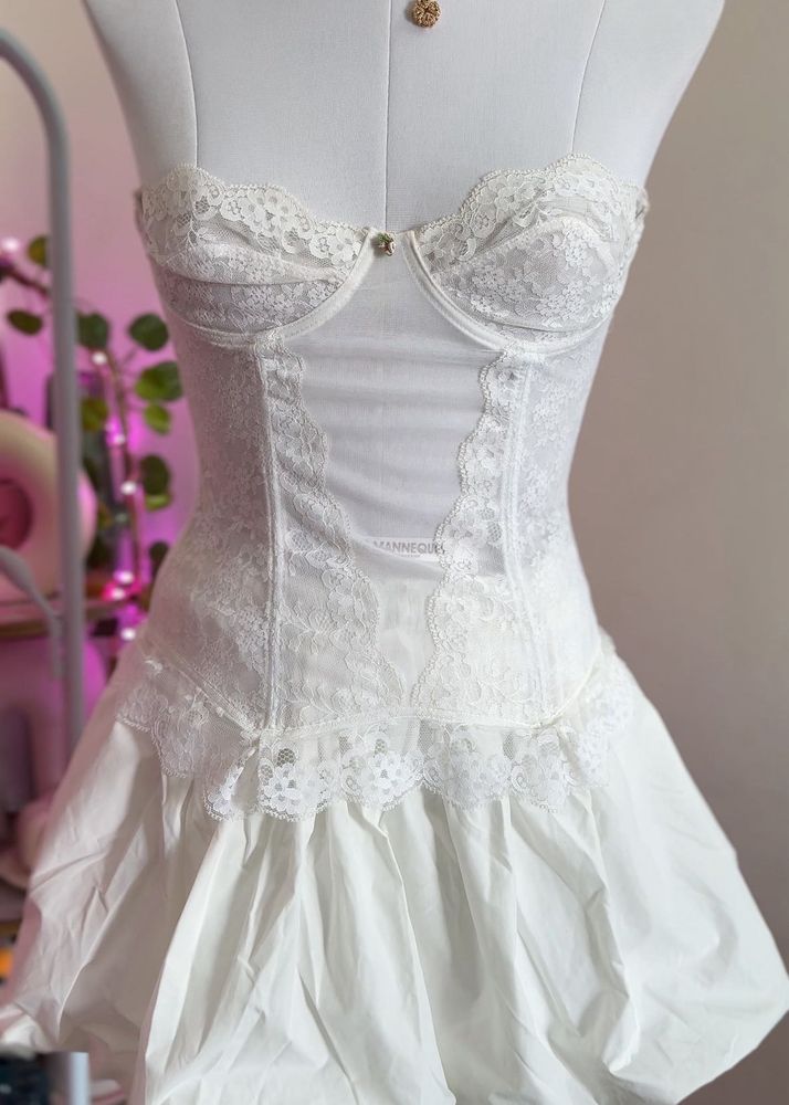 Vintage White Lace Corset Dress