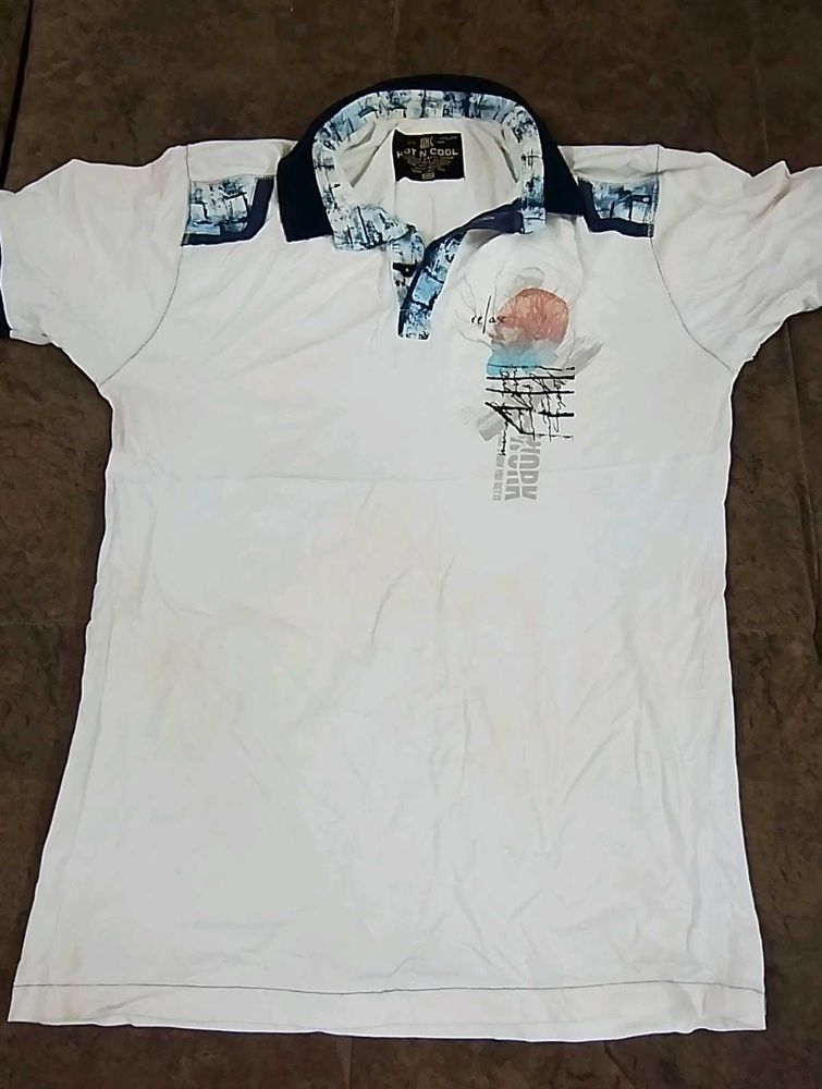 Stylish White Polo T-Shirt