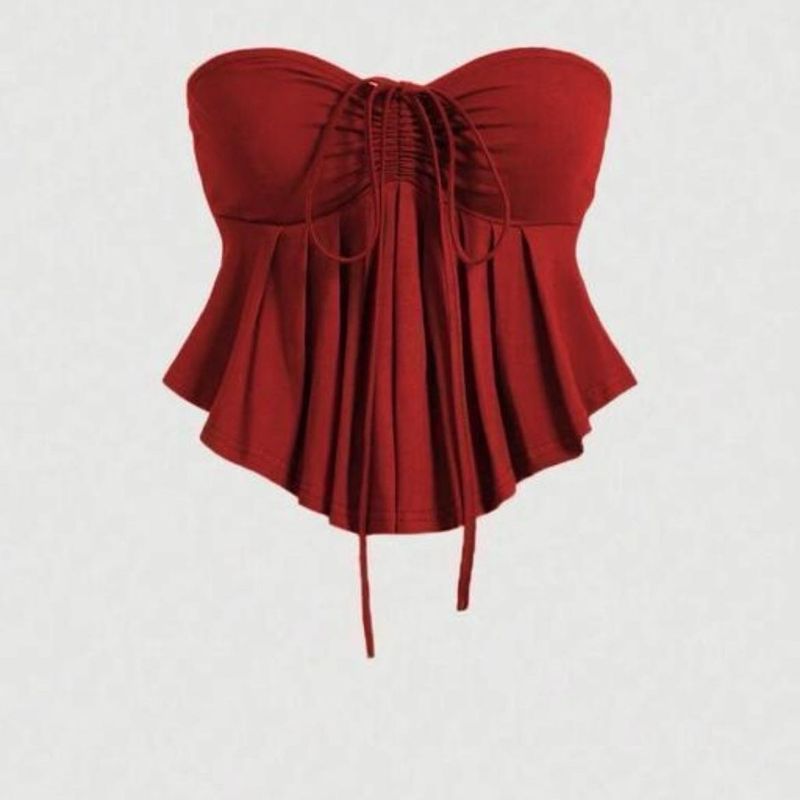 Red Ruffled Tube Top