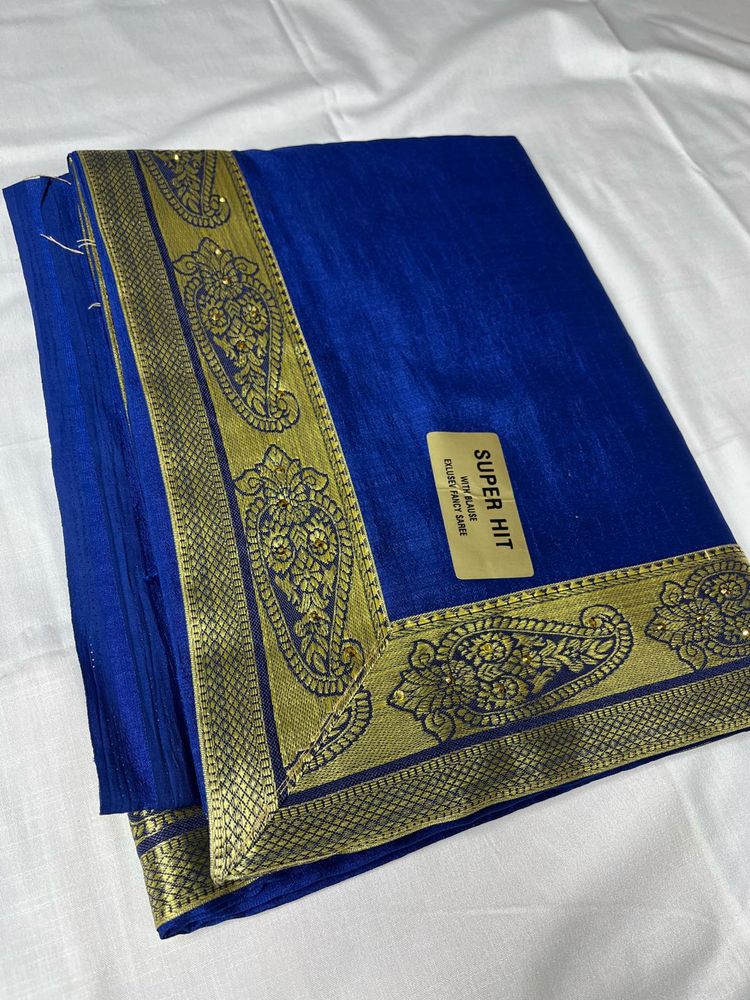 Navy Blue Georgette Zari Saree