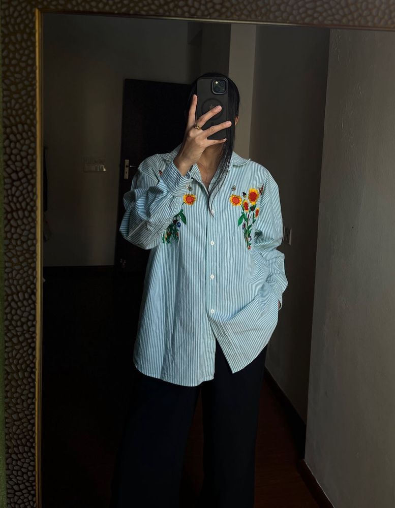 SUNFLOWER Embroidered Vintage Stripe Shirt 🌻