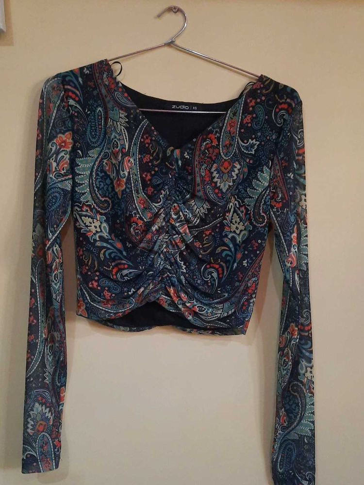 Paisley Print Crop Top
