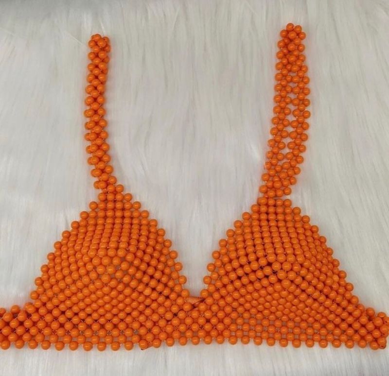 Orange Beaded Bra