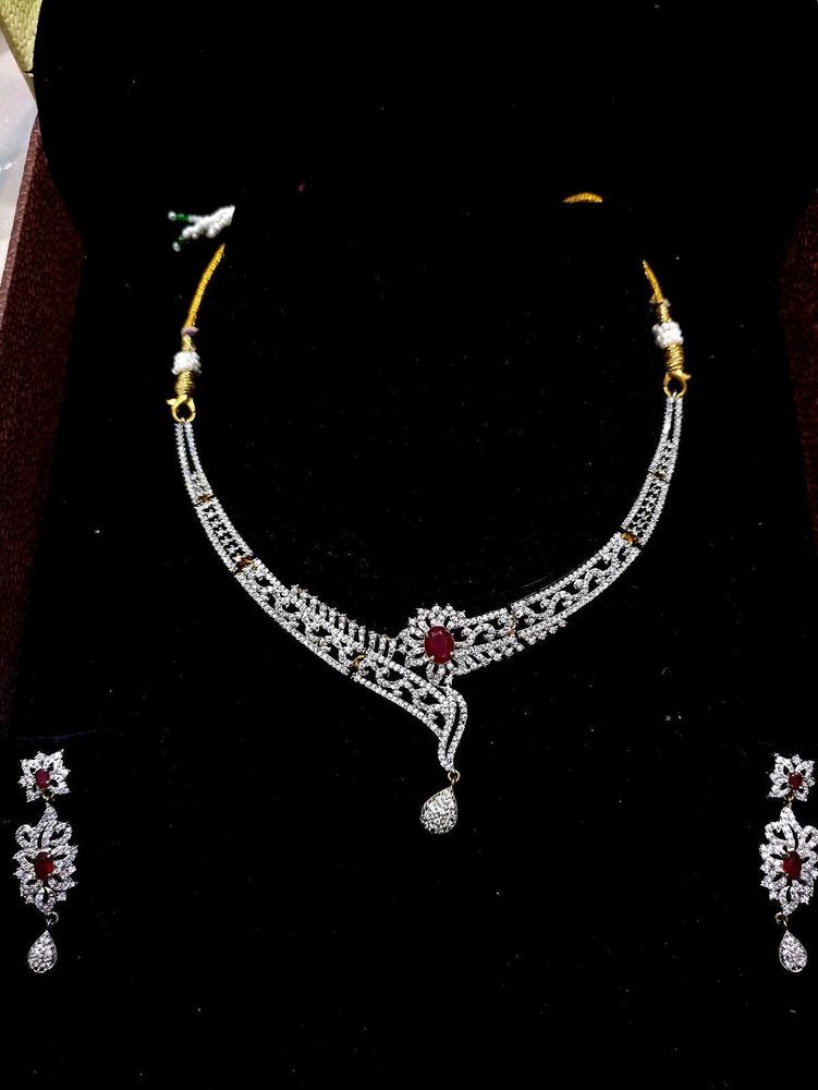 Ruby American Diamond Necklace