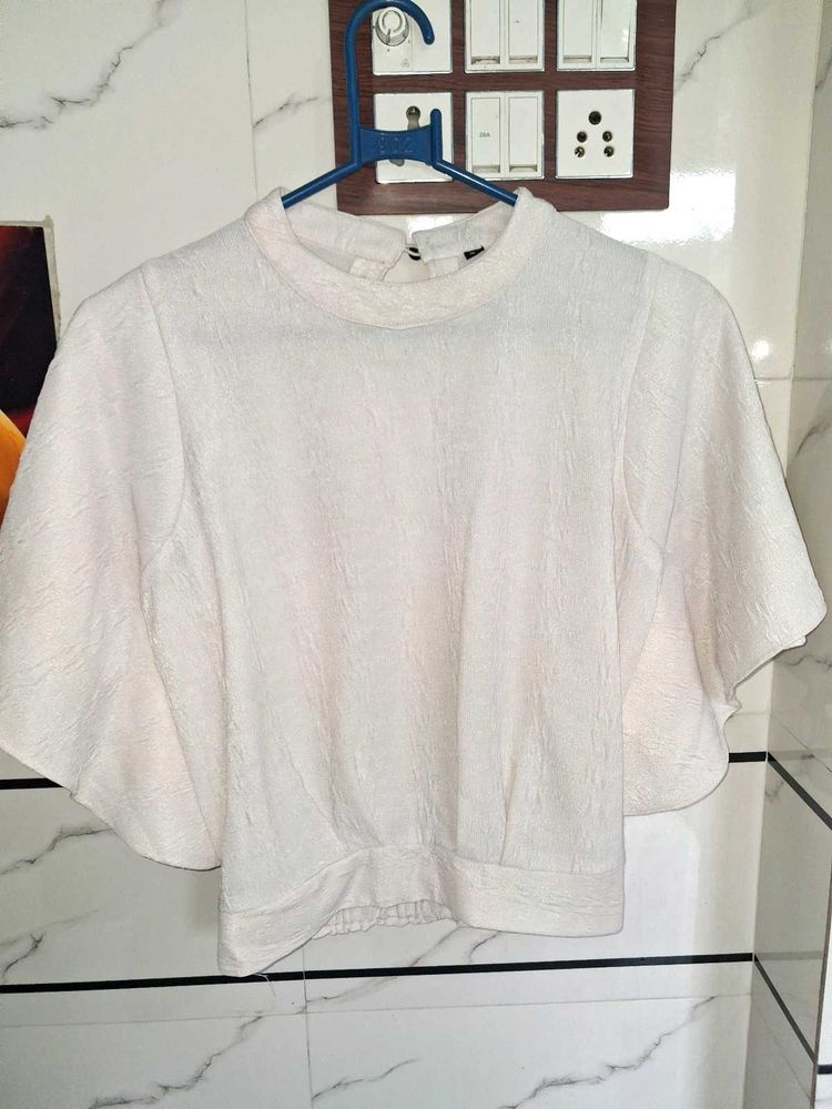 Chic White Flared Sleeve Top