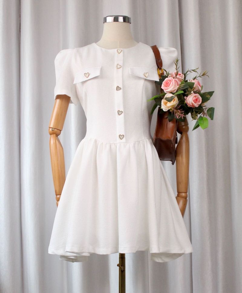 Chic White Tweed Dress