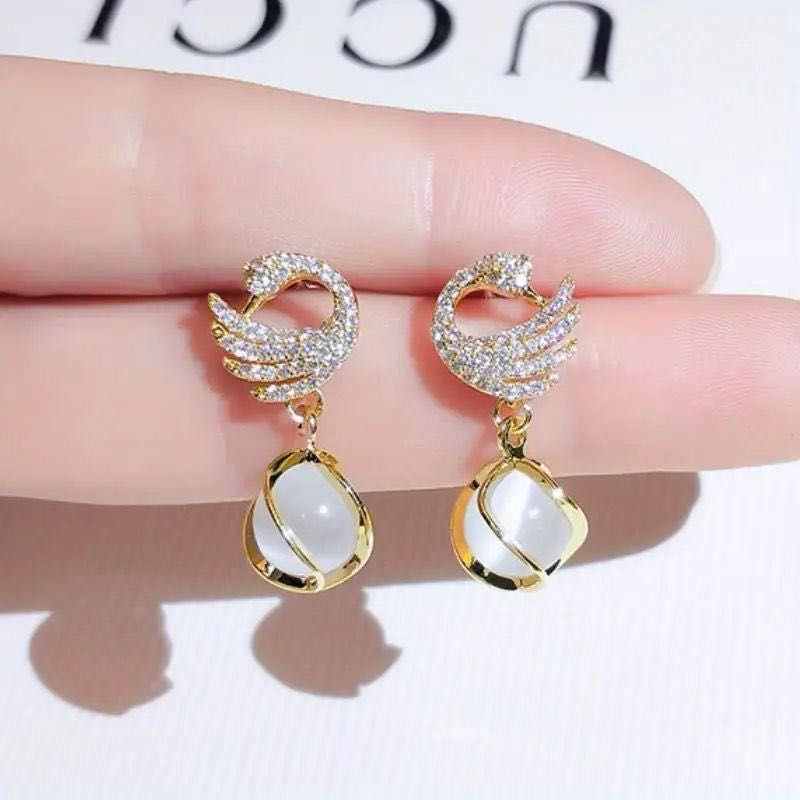Swan Drop Earrings