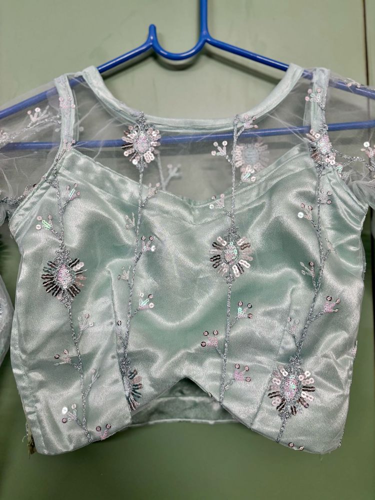 Pastel Blue Green Crop Top