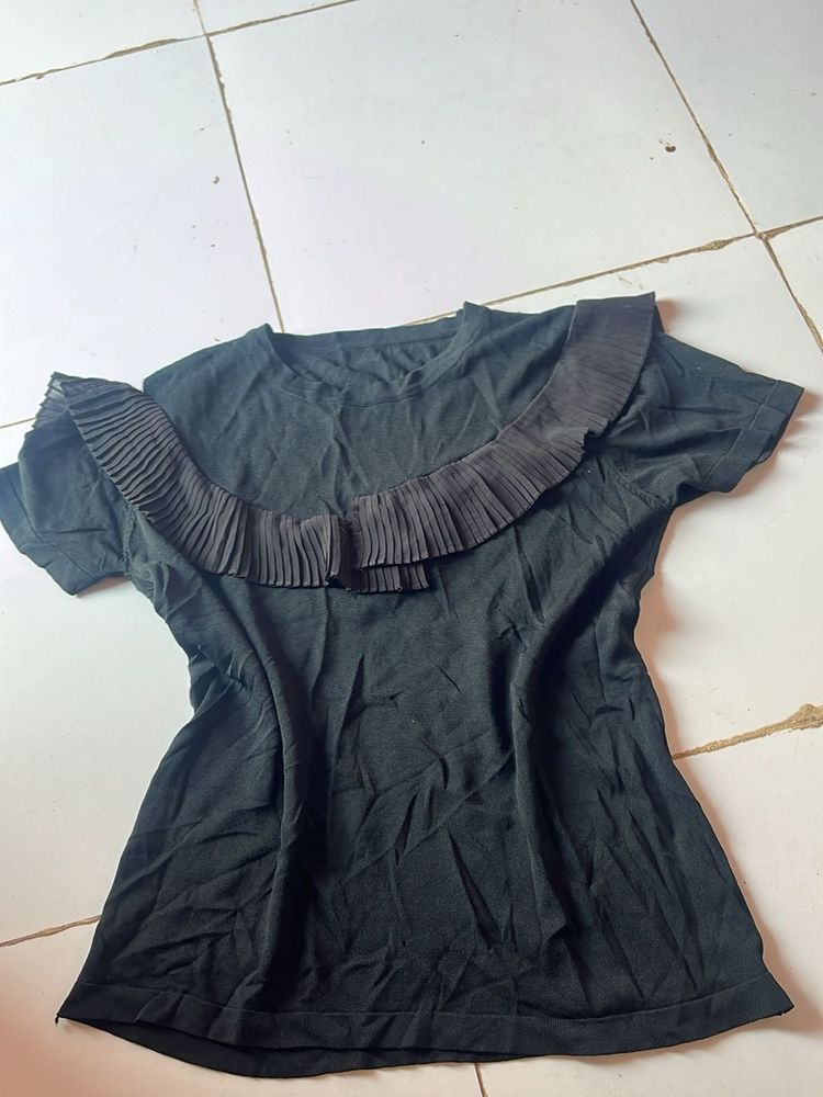 Elegant Black Ruffle Top