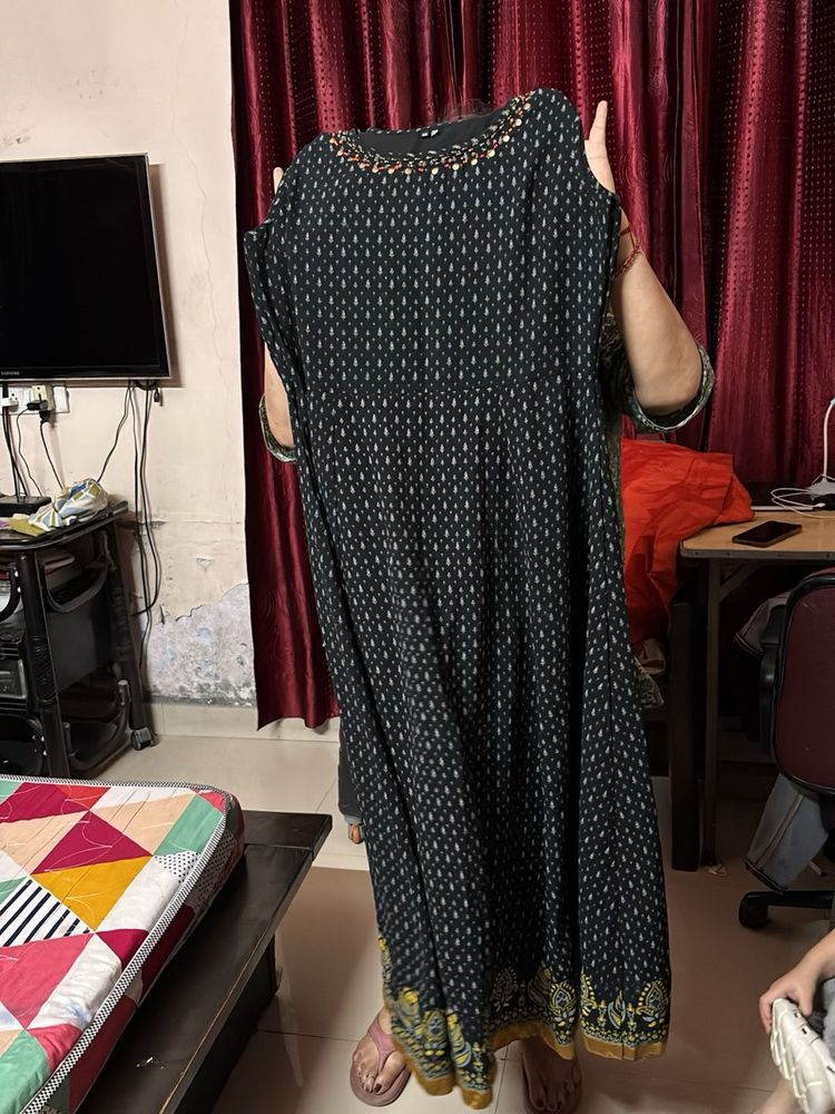 Elegant Black Printed Kurta