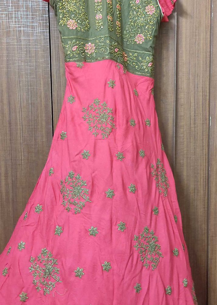 Heavy Ethnic Wear Golden Embroidery Anarkali