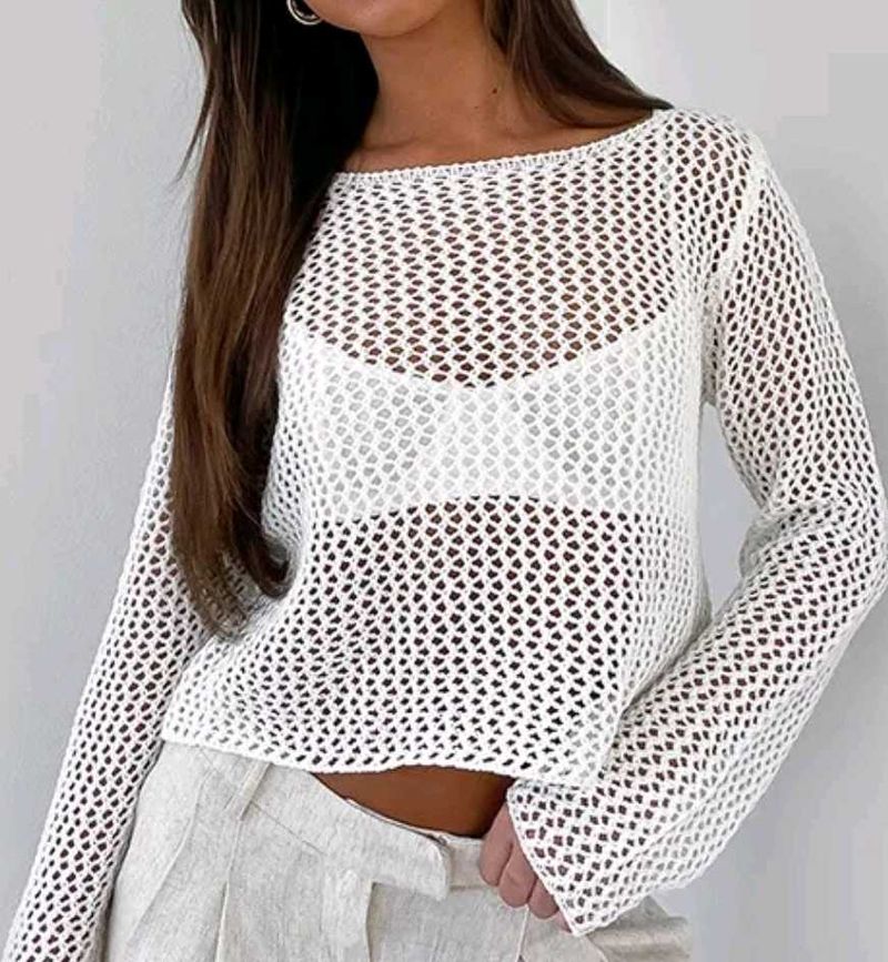 White Crochet Top