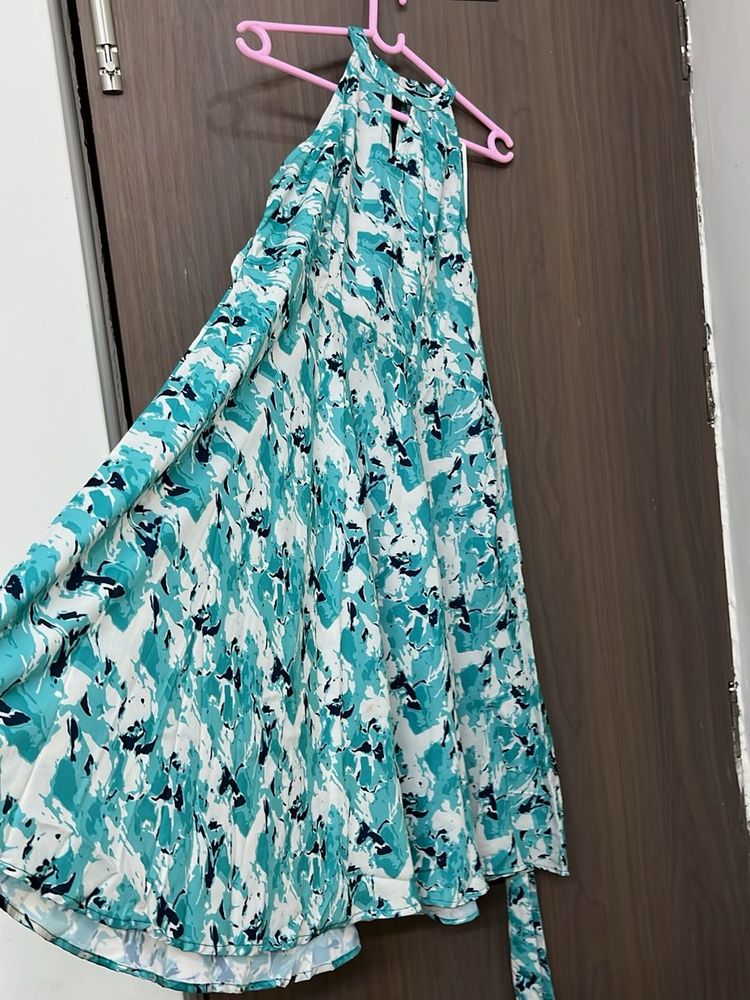 Abstract Print Halter Dress for L