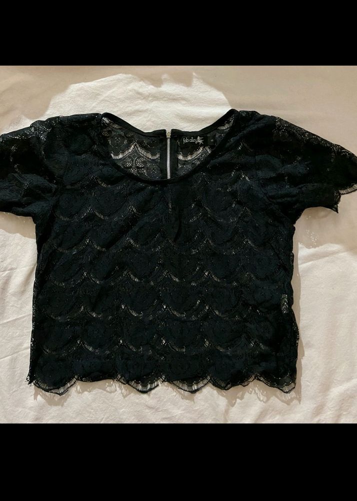 Black Lace Crop Top