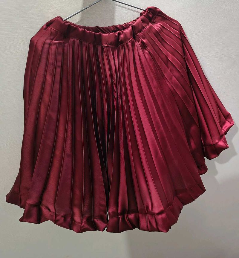 Burgundy Pleated Skirt