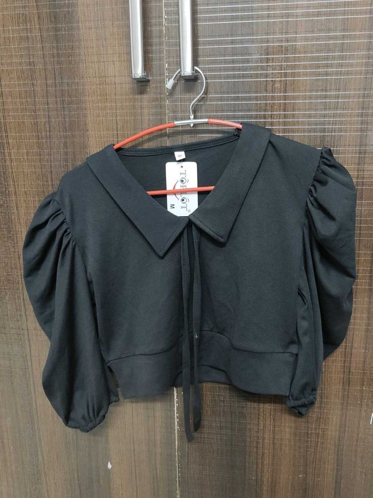 Black top with Puff Sleeves